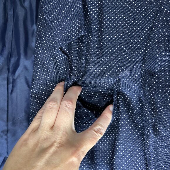 Vtg Sassco Blazer London New York Womens 12 Navy Polka Dot Office Siren Academia - Picture 4 of 10